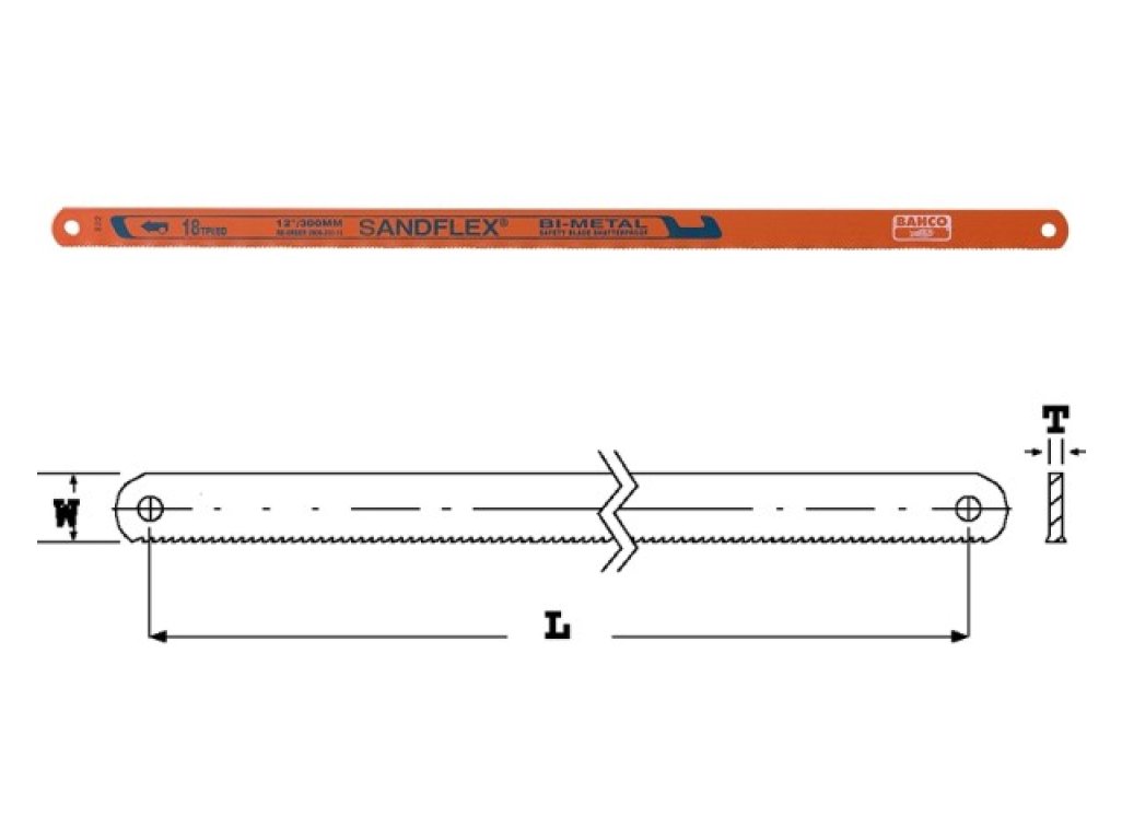 Pilový plátek rámové pily na kov SANDFLEX, 300mm, 32 TPI